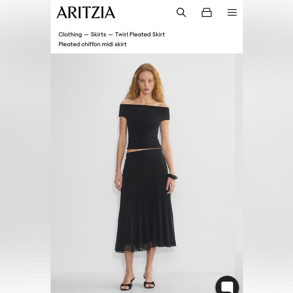 Wilfred Black A-Line Pleated Midi Skirt